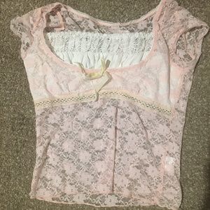 Lace whit crop top shirt